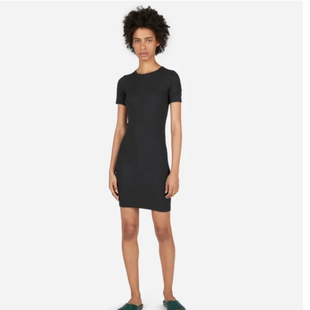 Everlane The Pima Micro-Rib Tee Dress, Black, S